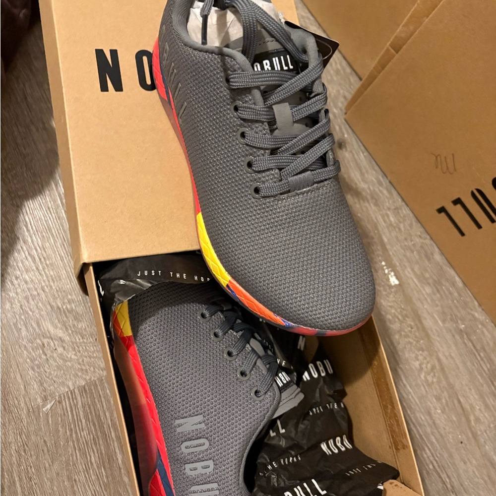 NOBULL Gray Athletic Shoes with Multicolor Soles
